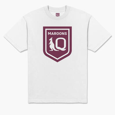 QLD Maroons Men's White Crest Tee