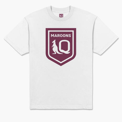 QLD Maroons Youth White Crest Tee0