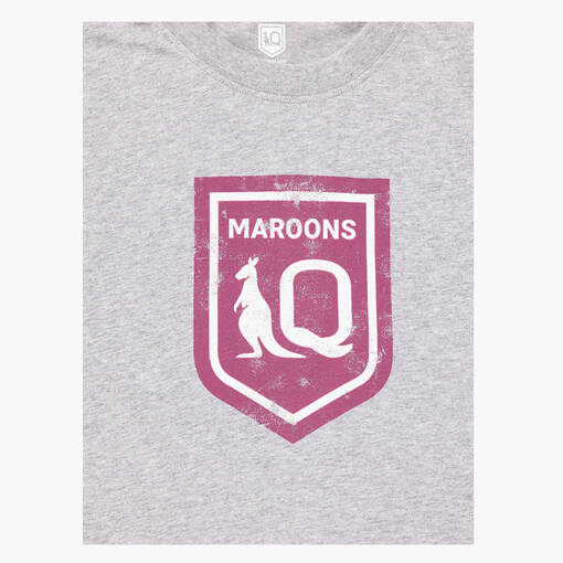 QLD Maroons Women's Grey Stripe Crest Tee2