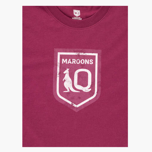 QLD Maroons Women's Maroon Stripe Crest Tee2