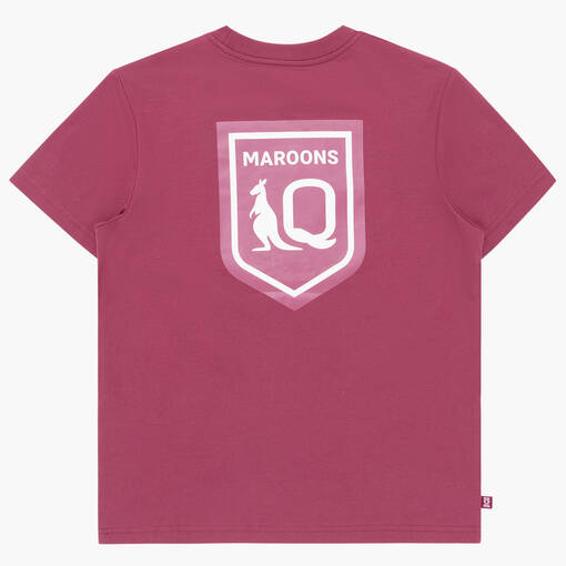 QLD Maroons Youth Maroon Wordmark Crest Tee1