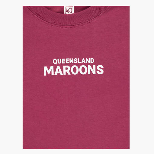 QLD Maroons Youth Maroon Wordmark Crest Tee2