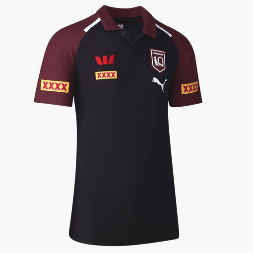 2024 QLD Maroons Men's Black Team Polo1