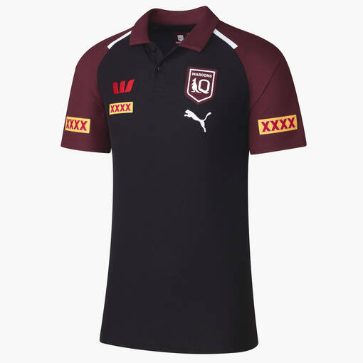 2024 QLD Maroons Men's Black Team Polo2