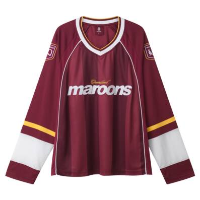 Men's Maroon Mesh Long Sleeve Jersey