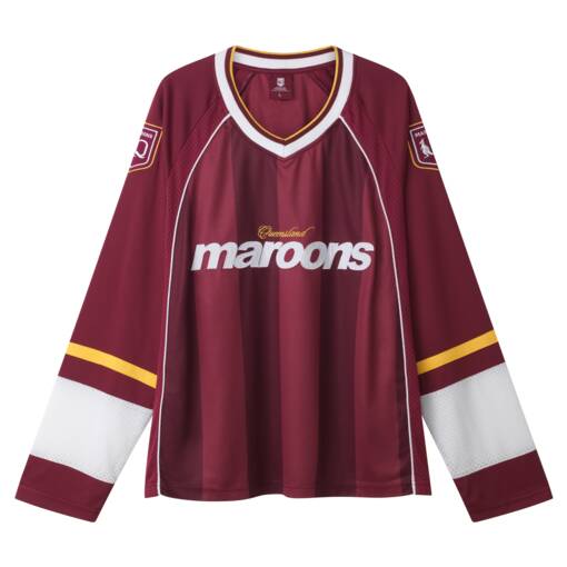 Men's Maroon Mesh Long Sleeve Jersey0