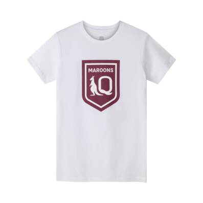 QLD Maroons Men's White Crest Tee