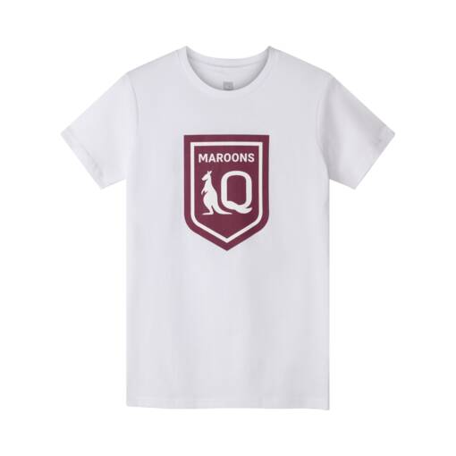 QLD Maroons Men's White Crest Tee0