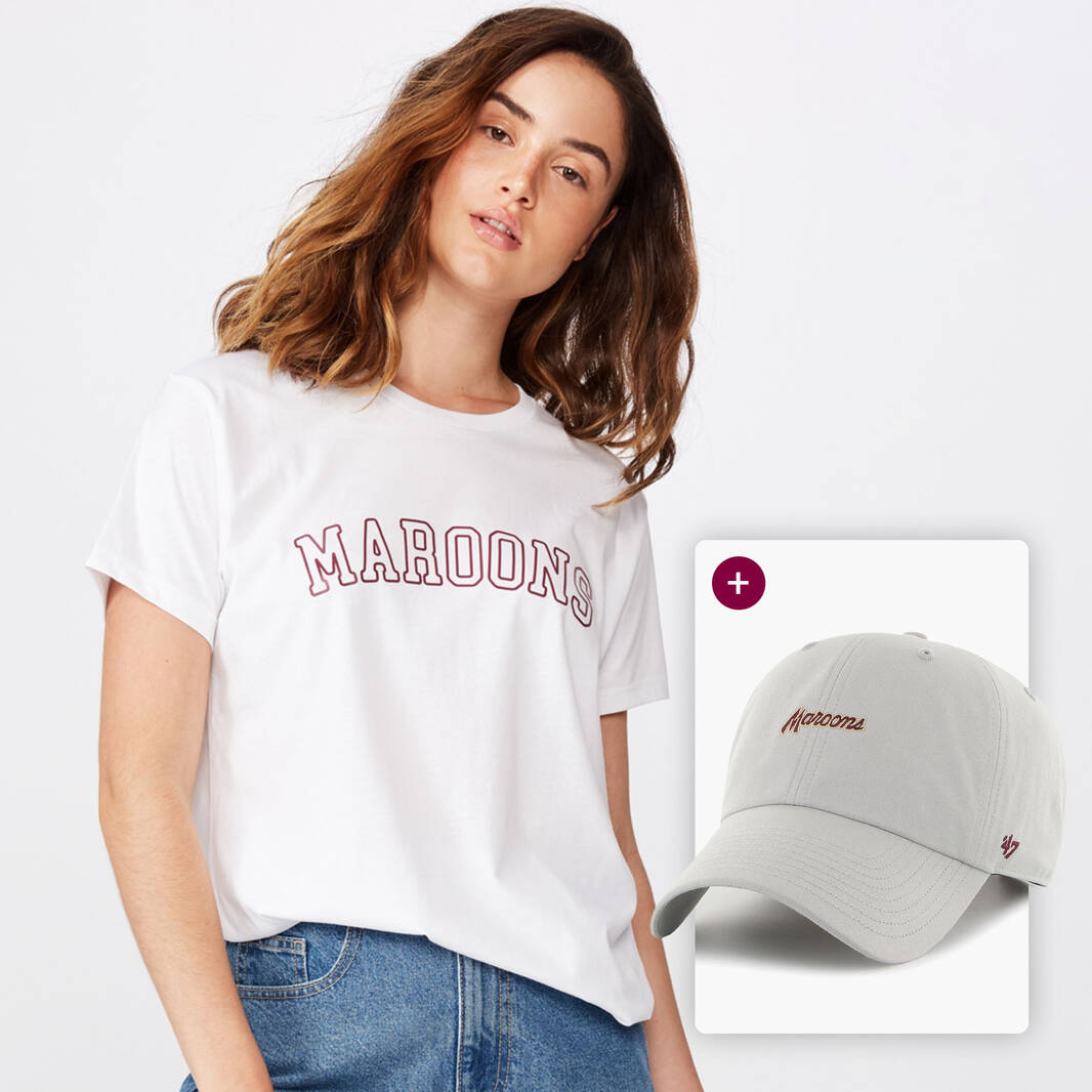 Women's White Text Tee & '47 Whitner Clean Up0