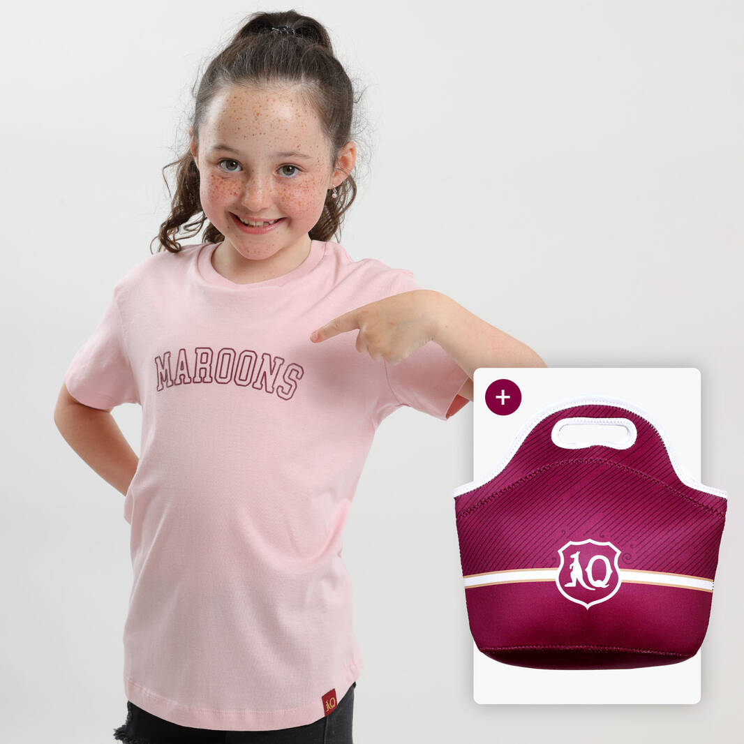 Kids Pink Text Tee & Lunch Cooler Bag0