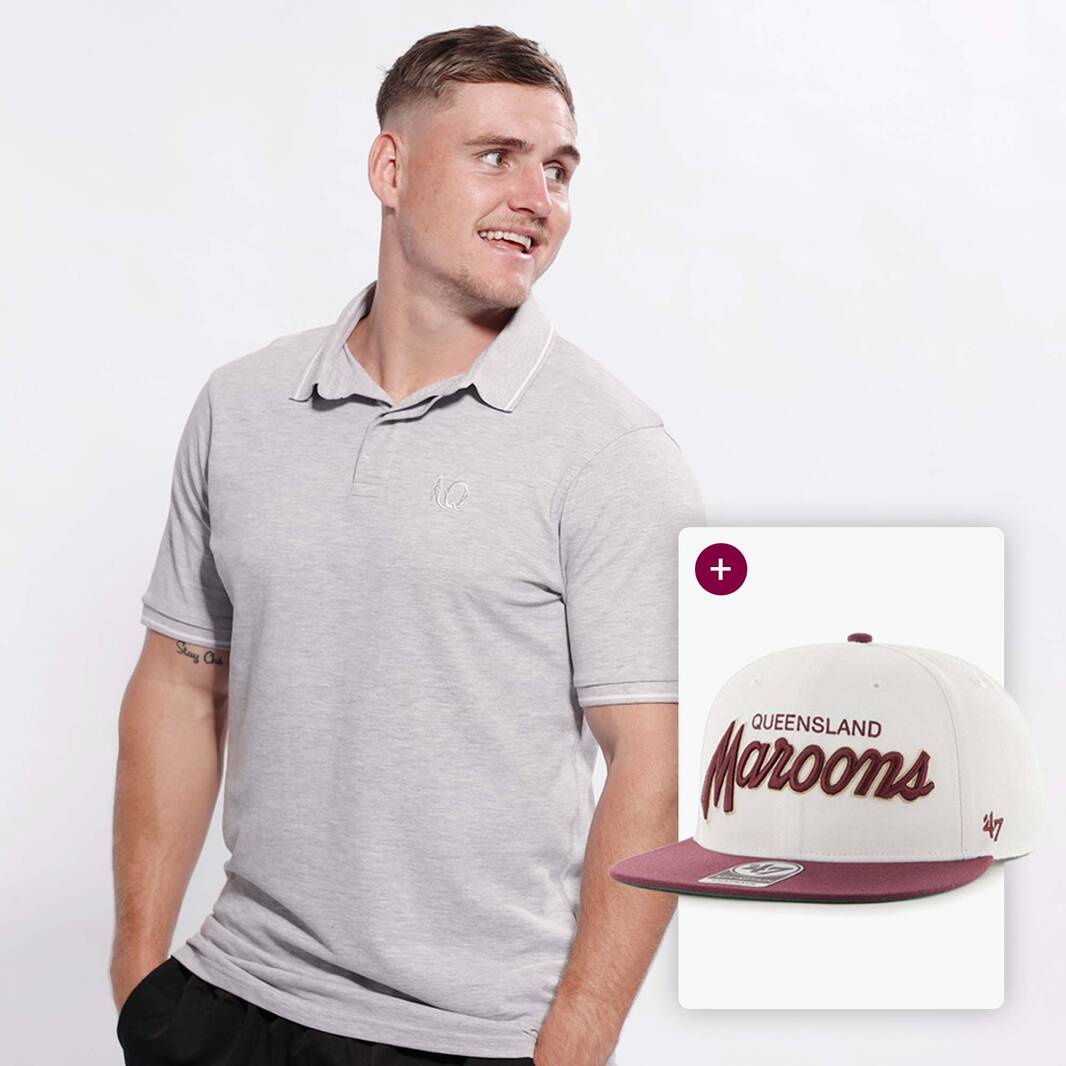 Men's Light Grey Throwback Polo & '47 Crosstown Script Captain0